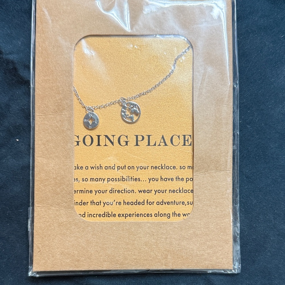 Going places silver necklace with 2 pendants - NWT